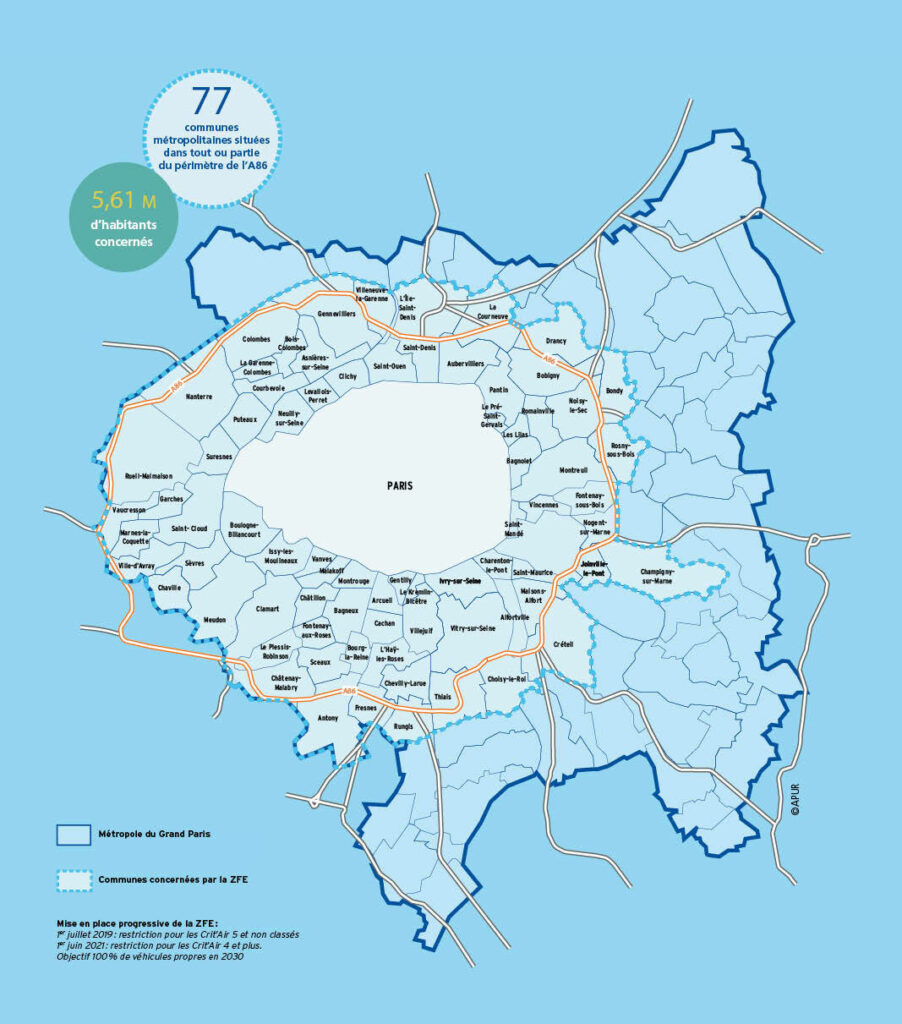 Carte officielle de la ZFE de la Métropole du Grand Paris